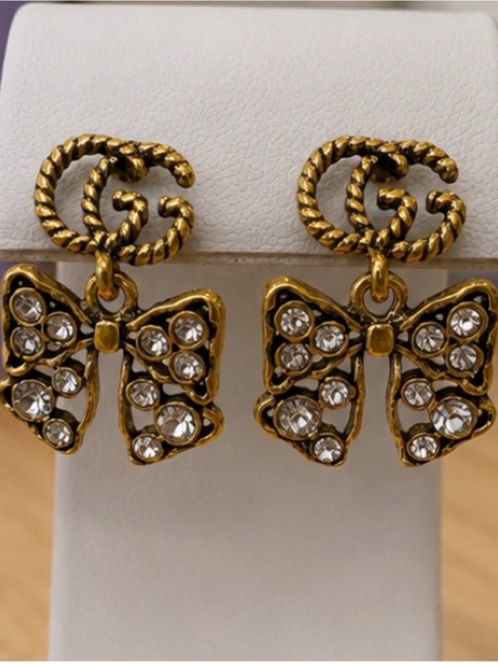 Designer Inspired Bee GG Dangle Bow Earrings
